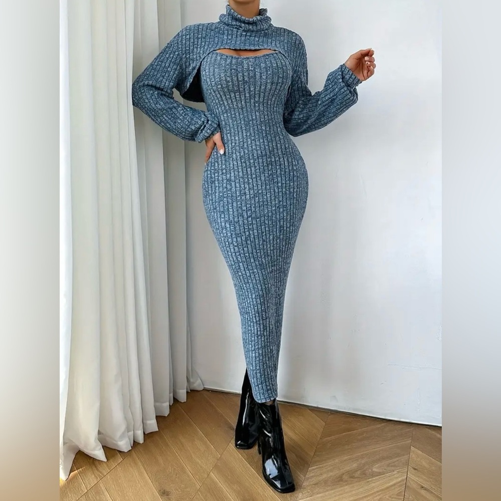 Ribbed solid two piece dress set women’s size small - Picture 3 of 3
